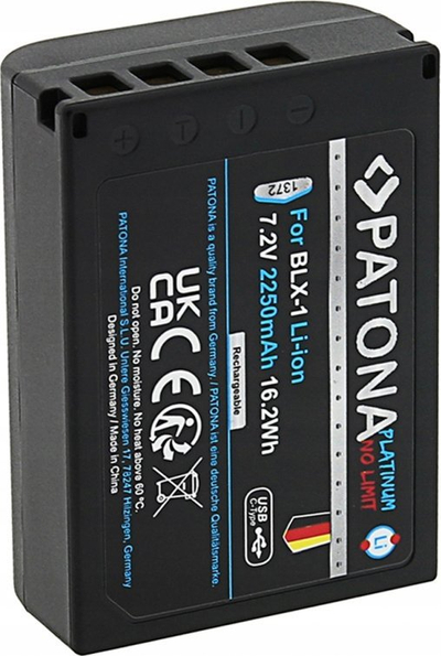 Bateri për kamerë PATONA Platinum BLX-1, 2250mAh, USB-C, e zezë