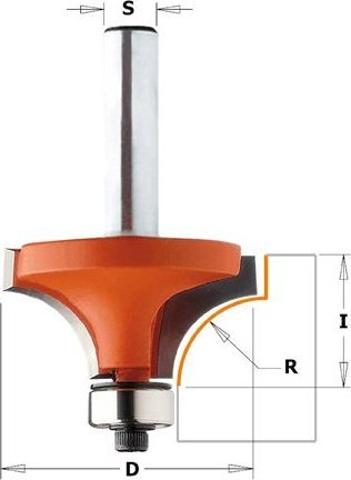 Freza rrethore CMT Orange Tools 738.222.11, D 22.2 mm, R 4.8 mm, portokalli