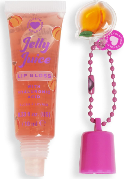 Gloss buzësh I Heart Revolution Jelly Juice, Peach, efekt shkëlqyes, transparent