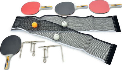 Set pingpongu Donic Appelgren 300 7n1, 4 reketa, 3 topa me rrjetë, shumëngjyrësh