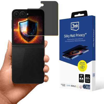 Folie mbrojtëse 3MK Silky Matte Privacy për Samsung Galaxy Z Flip6 Z Flip7 FE, matte, me filtër privatësie