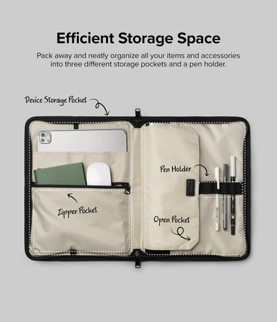 Çantë organizuese Ringke Smart Zip Pouch, për laptop tablet deri 13", bezhë