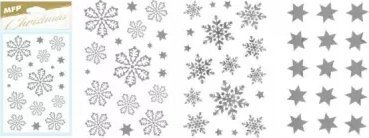 Sticker dekorativ BN Silver Snowflakes, 80x120mm, argjendtë
