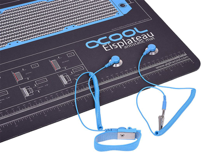Работна антистатичка подлога Alphacool Eisplateau, 120x60 cm, гумен и текстилен материјал, црна