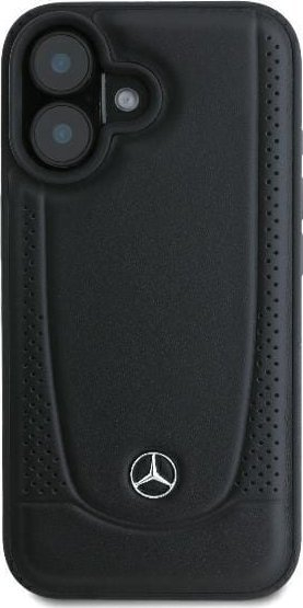 Këllëf telefoni Mercedes Urban për iPhone 16, lëkurë, 6.1", i zi