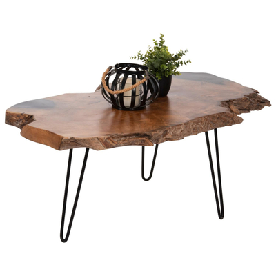 Tavolinë për kafe Glaze druri teak (HM9750), zezë