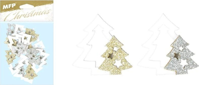 Stoli pemë Krishtlindjes MFP, 4cm, set dekorativ, ari edhe argjend