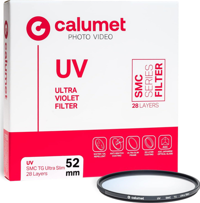 Филтер Калумет 52mm UV SMC TG Ултра Тенок, заштитен, црн