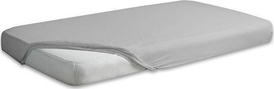 Çarçaf fitted Matex Jersey me gomë, 140x200 cm, pambuk, gri argjendi