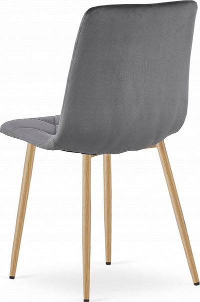 Set karrigesh Oskar Modernity Gray, kadife gri e errët, këmbë ngjyrë druri