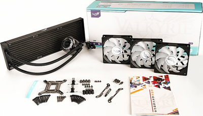 Ftohës me ujë për CPU Valkyrie Jarn 360 ARGB, 360mm, me 3 ventilatorë, ngjyrë e zezë