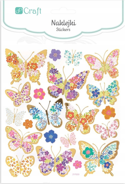 Ngjitësa dekorative Dalprint Butterflies, me shkëlqim, fletë 10 x 24 cm, shumëngjyrëshe