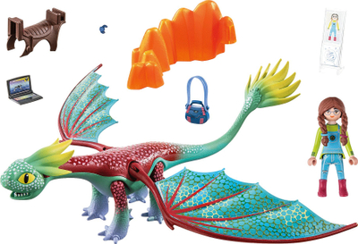 Set lodër Spin Master How to Train Your Dragon The Nine Realms Feathers dhe Alex, dragoi me krahë që lëvizin, figura personazhesh, shumëngjyrëshe
