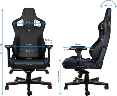 Гејминг столица noblechairs EPIC Black Edition, 4D потпирачи, до 120 kg, црна