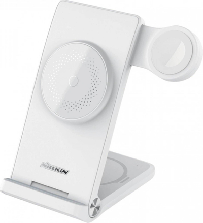 Karikues wireless 3 në 1 Nillkin PowerTrio MagSafe, për iPhone Apple Watch kufje, i bardhë