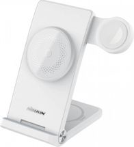 Karikues wireless 3 në 1 Nillkin PowerTrio MagSafe, për iPhone Apple Watch kufje, i bardhë
