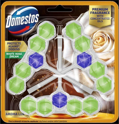 Bllok WC Domestos Aroma Lux White Rose Tea Tree Oil, 3 x 50g