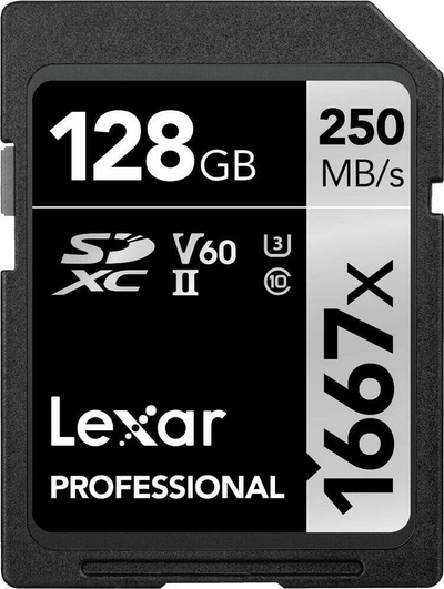 Kartë memorie Lexar Professional 1667x SDXC, 128GB, UHS II V60, e zezë