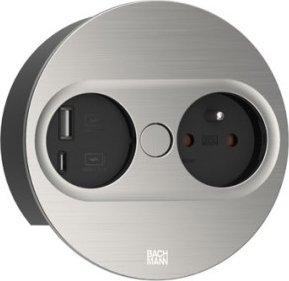 Prizë multiple Bachmann TWIST2, 1 x prizë, 1 x USB, pamje çelik inox