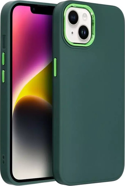 Mbulesë FRAME për iPhone 15 Pro Max, TPU i butë, kornizë e forcuar, jeshile mat
