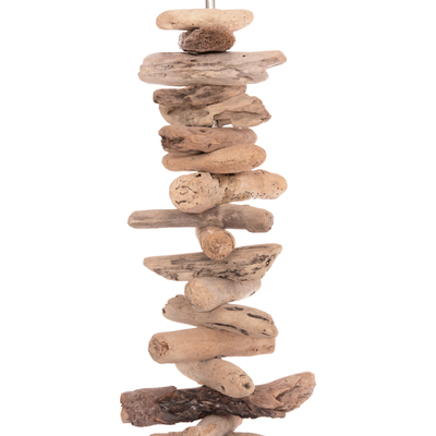Llambë dyshemeje dekorative ALTAR HM4430, 155cm, dru natyral me abazhur, e bardhë