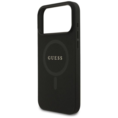 Kapak telefoni Guess Saffiano Classic Logo MagSafe, për iPhone 17 Pro Max, i zi