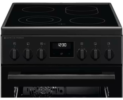 Shporet elektrik Electrolux 600 SteamBake LKR564276K, pianurë qelqi qeramike, 50 cm, ngjyrë e zezë