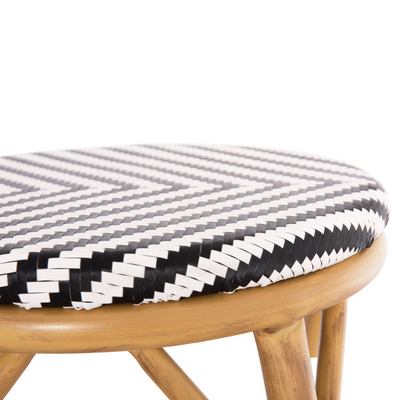 Tabure bar CHINO HM6286.03, alumin pamje bambuje, 43x43x65 cm, bardh e zi