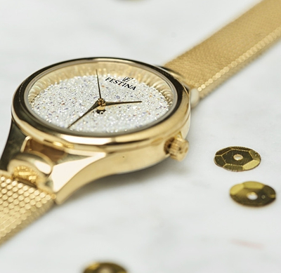 Orë për femra Festina/Swarovski, e bardhë & e artë