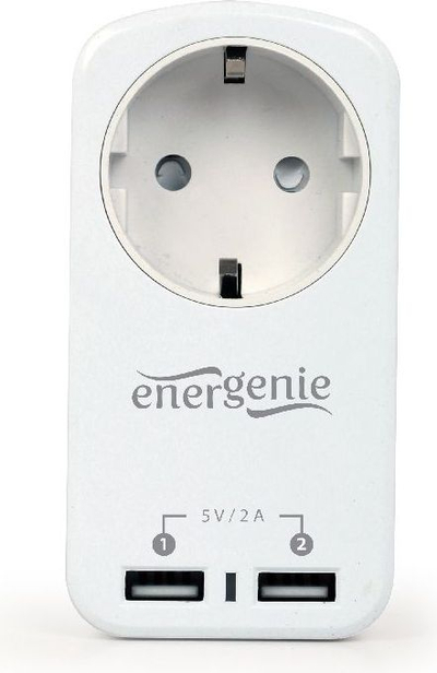 Adapter prizë Gembird EG-ACU2-01-W, 2x USB 5V 2A, dalje AC 10A, i bardhë