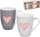 Set filxhanësh porcelani Orion Heart, 2 copë, me zemër, gri edhe e bardhë