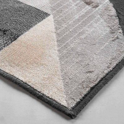 Tapet Woven Viscose Graphic, 68 x 110 cm, me figura gjeometrike, gri bezhë