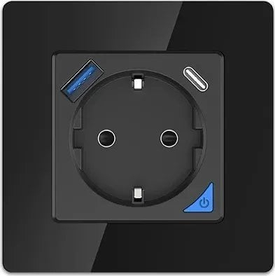 Prizë inteligjente Extralink Smart Life Pro, 230V, USB A, me kornizë të zezë
