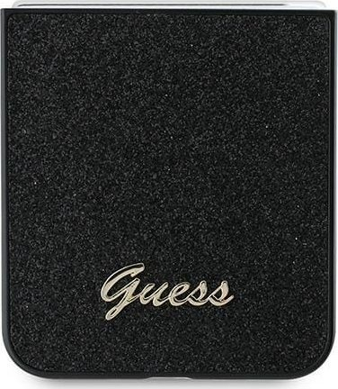 Kapak telefoni Guess Glitter Script për Samsung Galaxy Z Flip 6, mbrojtës, me shkëlqim, i zi