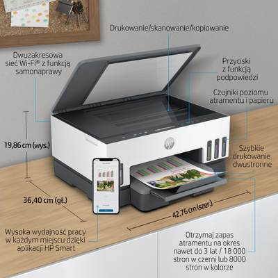 Printer multifunksional HP Smart Tank 720 AIO, termike, i zi