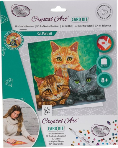 Kartolinë dekorative Craft Buddy Cats Crystal Art, 18x18cm