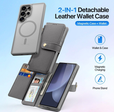 Këllëf telefoni DUX DUCIS Lawa Series për Samsung Galaxy S25 Ultra, 2 në 1, MagSafe, gri
