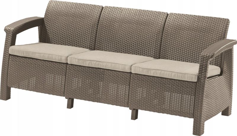 Divan kopshti Keter Corfu Love Seat Max, tre ulëse, resinë, cappuccino