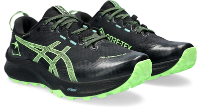 Këpucë trail running ASICS Gel Trabuco 12 GORE TEX, mesh, taban antirrëshqitës, e zezë jeshile