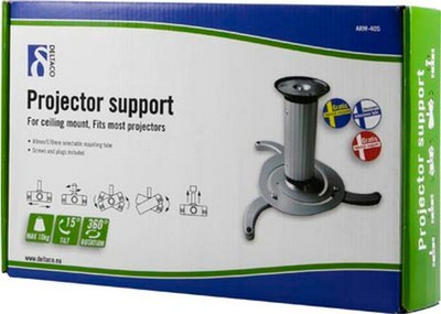 Mbajtëse tavani për projektor Deltaco ARM-405, deri 10 kg, metal, gri