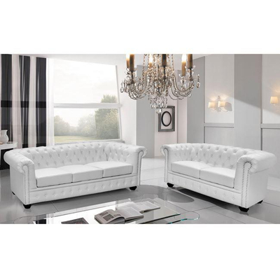 Set divanësh Chesterfield (2 + 3 ulëse) HM11220.02, bardhë