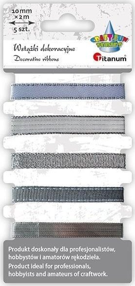 Rripa dekorativë Ribbons 10mm, set 5x2m, ngjyrë argjendi