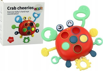 Lodër kafshuese sensoriale Leantoys Crab, interaktive, për foshnje, e kuqe