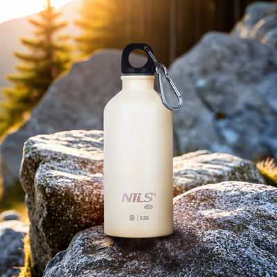 Shishe udhëtimi NILS Camp NC3801, 550 ml, çelik inox, gri