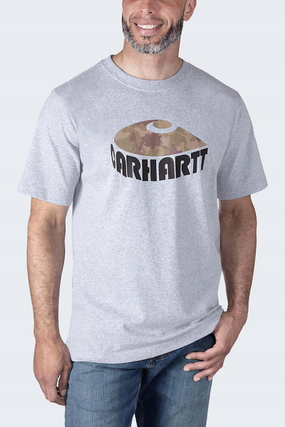 Блуза Carhartt Relaxed Fit Heavyweight, памук, со кратки ракави, сива, S