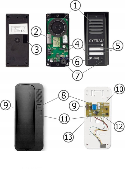 Set interfon CYFRAL COSMO R1, 1 linjë, lexues RFID, i zi
