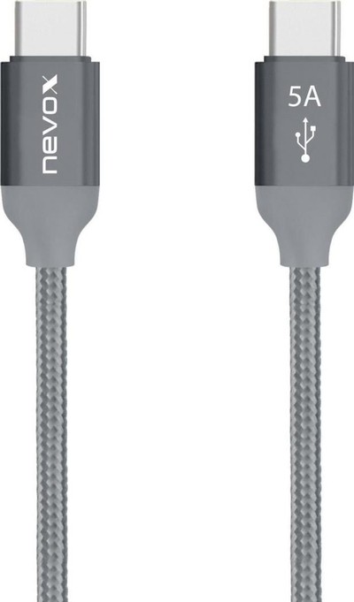 Kabllo USB Nevox NX-1653, USB-C në USB-C, 1 m, gri