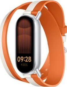 Кожен ремен Xiaomi Dual-tone Leather Strap, за Smart Band 9, бела и портокалова