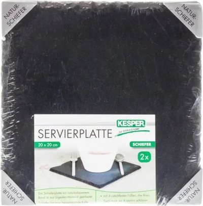 Set pjata servirëse Kesper Slate, 2 copë, 20 x 20 cm, gri