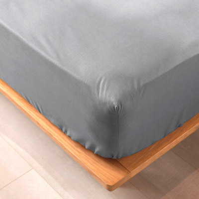 Çarçaf fitted Douceur d'intérieur, 90x190 cm, pambuk organik, gri